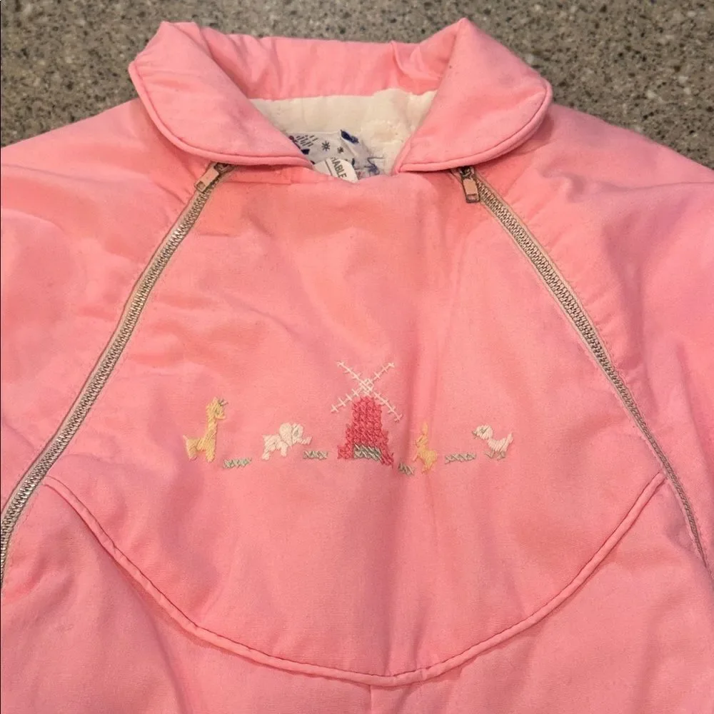 KUTE KIDDIES Snowveralls Vintage Windmill Embroidered Snowsuit Union Made